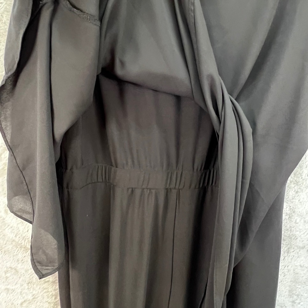IMAN M Black Sleeveless Layered Asymmetrical Overlay Jumpsuit Coctail Fluid Chic - Picture 12 of 14